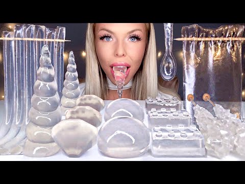 ASMR MOST POPULAR *CLEAR FOOD* UNICORN HORN, LEGO BLOCK JELLY, ROCK CANDY, EDIBLE SPOON MUKBANG 먹방