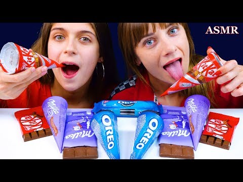 ASMR OREO ICE CREAM, MILKA ICE CREAM, KITKAT ICE CREAM, CHOCOLATE, 리얼사운드 먹방 | LiLiBu ASMR