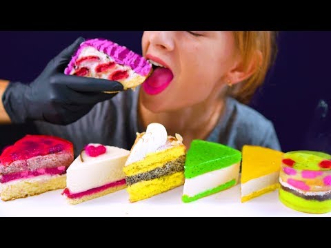 ASMR CAKE PARTY CHOCOLATE CHERRY, ORANGE, STRAWBERRY CHEESECAKE & MORE  ASMR EATING NO TALKING