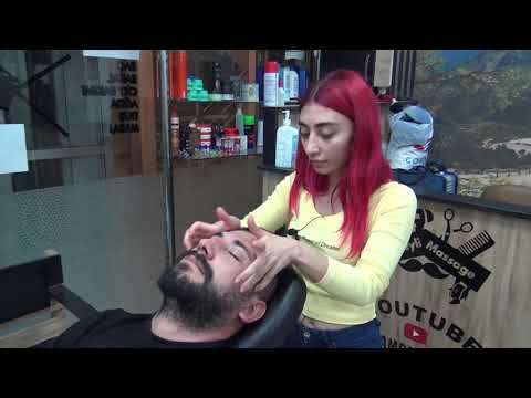 ASMR female eyebrow chair massage + mevlüt AND tugba head, face, ear, neck, back, nose, arm massage