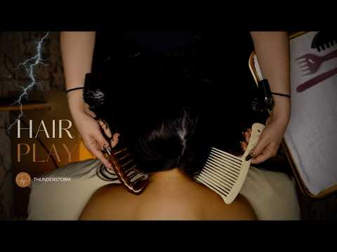 Gentle Brushing and Scratching Wood and Plastic Combs [With and Without Storm Sounds] [No Talking]