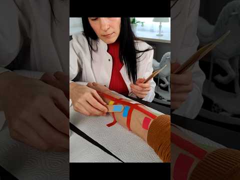 Taping his arm & examine the skin