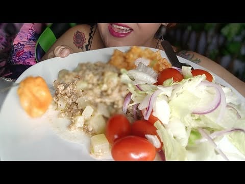 ASMR comiendo carne molida con arroz y ensalada #asmr #comida #food 