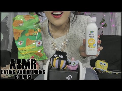 ASMR Eating😋 & Drinking My Favorite Snacks & Drinks - Eating Sounds (3DIO BINAURAL)🥤💖💋✨