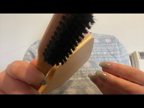ASMR brushing your hair, braiding and clipping it with invisible clips💆‍♀️🌙 no talking 