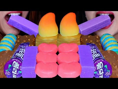 ASMR ICE CREAM PARTY! PURPLE UBE MELONA ICE CREAM BARS, STRAWBERRY HEART MOCHI ICE CREAM, MANGO POPS