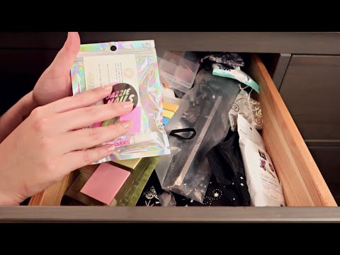 ASMR Drawer Organization 👛 🧵 Soft-Spoken to Whisper, Rummaging + Crinkles✨old school asmr