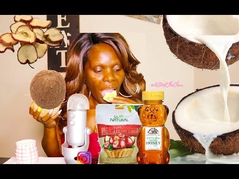 Coconut ASMR Eating Sounds Tap | APPLE CHIP Snack