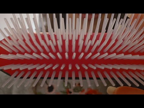 ASMR Slow Comb triggers - Face Combing,  Brushing, Semi audible Whispering 🪮