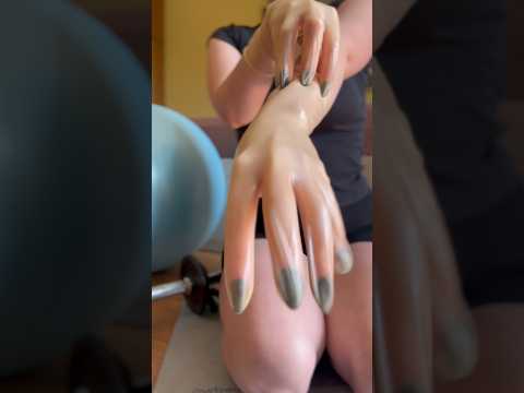 Does anyone else have random workout rituals like this? #latexgloves #blacknails #transparentgloves