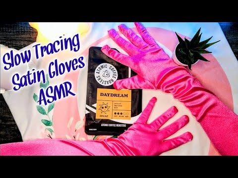 Slow Tracing w/ Pink Satin Gloves ASMR 🧤 Crinkly Coffee Bag 🛍️ No AI