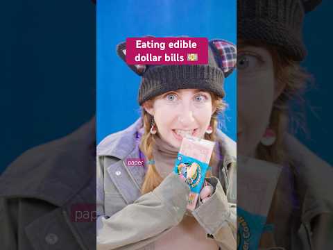 Trying to eat edible paper with tiny hands #asmr #mukbang #shorts
