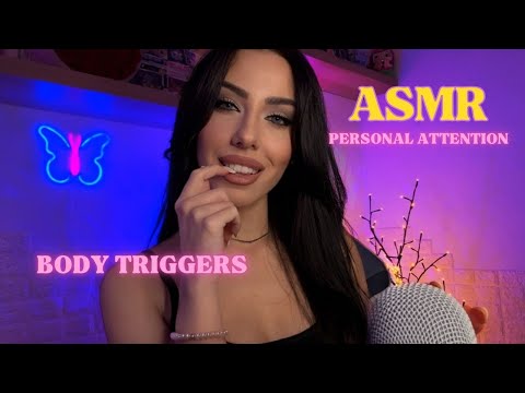 FAST ASMR BODY TRIGGERS, PERSONAL ATTENTION, NAIL TAPPING, HAND MOVEMENTS 🩵