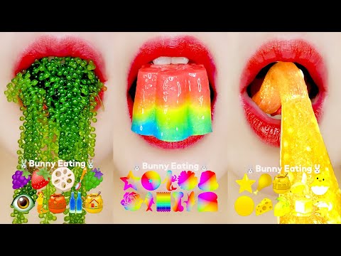 ASMR MUKBANG Colorful Emoji Food 알록달록 이모지 입술 먹방 Eating Sounds