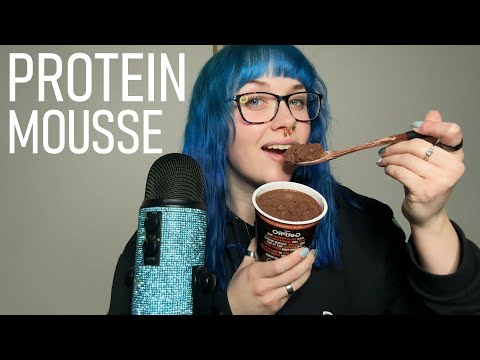 ASMR Eating Chocolate & Caramel Protein Mousse