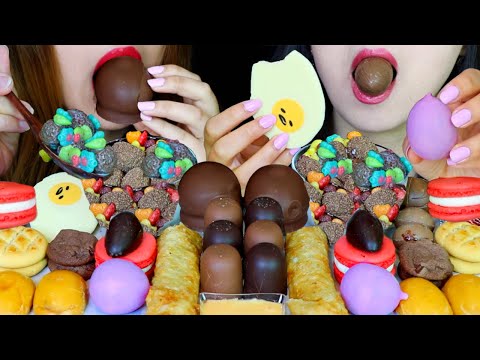 ASMR CHOCOLATE MARSHMALLOWS, KINDER CHOCOLATE CEREAL, OREO EGG, FERRERO, MACARON, CAKE, EGG ROLLS 먹방