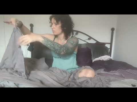 ASMR | Ripping Bedding Material on My Bed | Tearing Fabric Sounds | Cotton Fabric | Grey Sheet