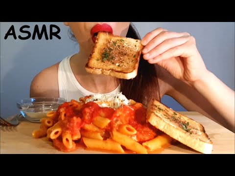 ASMR | Eating Pomodoro Pasta And Garlic Bread | No Talking | Lady M. ASMR
