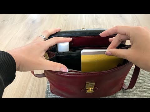 ASMR ✨ - what’s in my leather bag? | bag rummage | no tapping and talking
