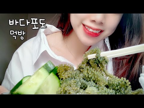 ASMR 미친 식감의 바다포도🍇 먹방😋ㅣ오이도 있어요ㅣSea Grapes 海ぶどう mukbang ASMR