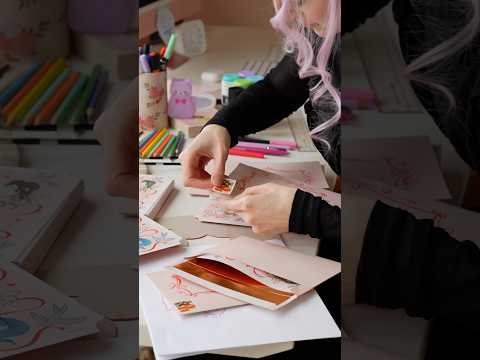 I made my own retro greeting cards! #asmr #stationery #artsupplies