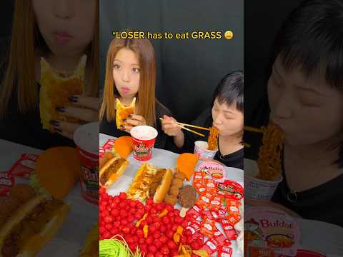 10x spicy buldak ramen and Taco Bell burrito race eating challenge #food #eating #mukbang #buldak