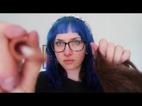 ASMR Blue Haired Goddess Hart Gets You Ready For The Dance [Makeup, Hair & Measuring You] 💙