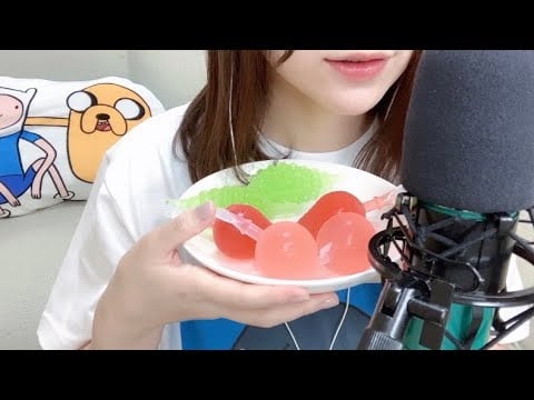 ASMR tiktokゼリーチャレンジの音 Sound of eating fruit jelly