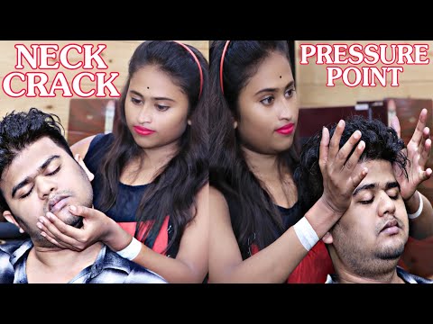 Lady barber Pakhi headache relief head massage with neck crack | pressure point head massage ASMR