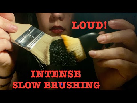 ASMR | My FIRST SLOW ASMR video! Intense Mic Brushing, with soft and hard brush. Loud! No talking.