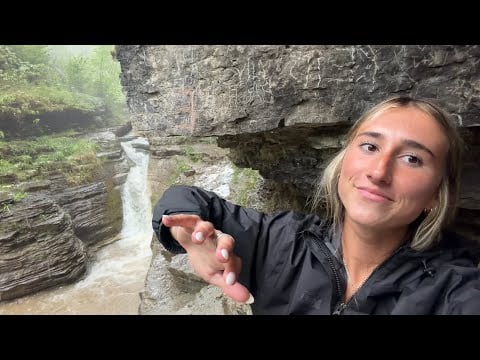 ASMR in the woods during a thunderstorm(it starting hailing)🌲