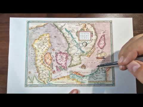 ASMR Vintage Map: Old Kingdom of Denmark in Medieval Times [ ASMR history and vintage map tracing ]