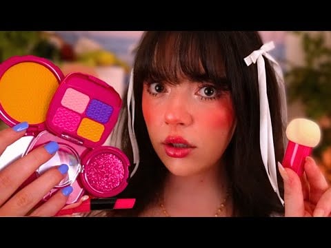 ASMR Doing Your Makeup with Fake Products 💖🎀🧸 (layered sounds)