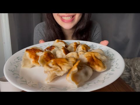 JUICY FRIED DUMPLINGS ASMR EATING *WITH SOFT WHISPERS*
