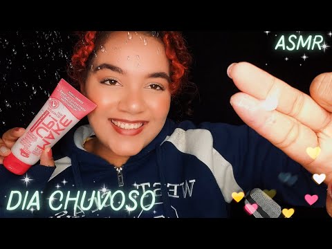 ASMR AMIGA LIMPANDO SUA PELE EM DIA CHUVOSO 💖💖