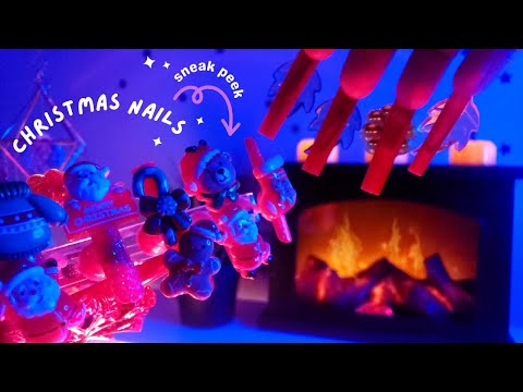 ASMR Fall Long Nail Tapping , Nail Scratching , Nail Clacking , Christmas Nails - Whispering