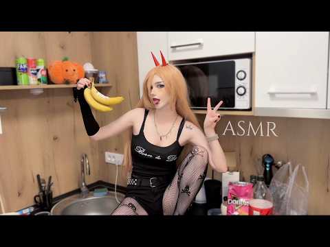 Demon Power Trying Human Food ASMR (funny & chaotic)