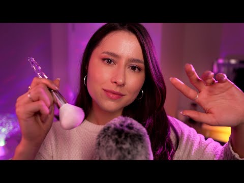 ASMR Positive affirmations & mic brushing to fall asleep 🌧✨ hand movements, soft-spoken [🇧🇷]