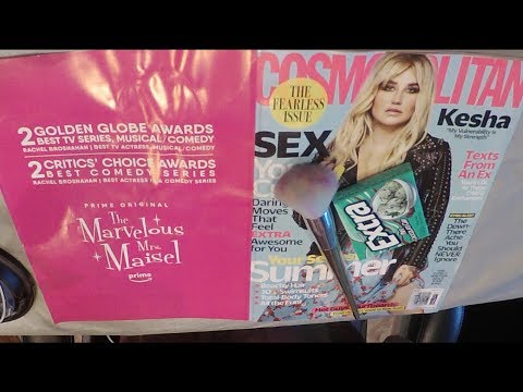 ASMR Kesha Magazine Flip Through With Gum, Whisper & Brush