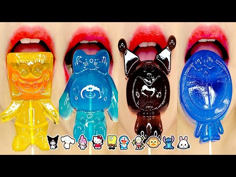 ASMR SANRIO JELLY EATING SOUNDS 스펀지밥, 도라에몽, 산리오 젤리 먹방 MUKBANG