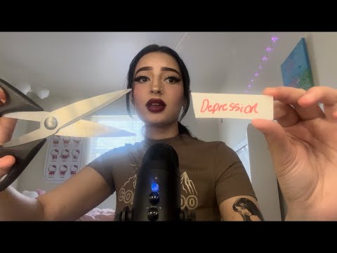 ASMR cutting your negative thoughts and putting positive thoughts into your brain 🧠😚