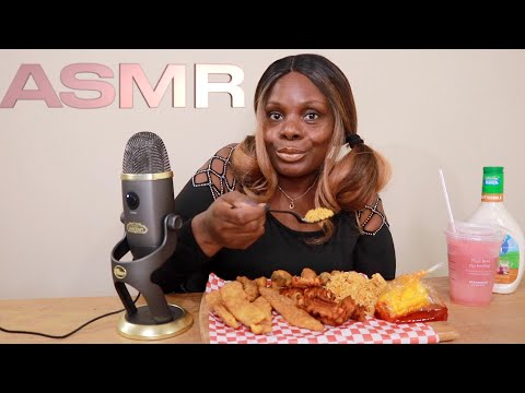 Eat Cajun Fish Corn Fried Rice ASMR Eating Sounds