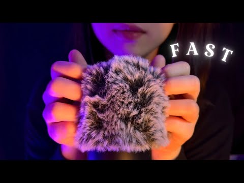 ASMR FAST Intense Fluffy Mic Scratching , Head Massage , brain massage , No Talking