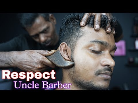 Uncle Barber Doing Old School Style Gua Sha Head Massage ASMR | Neck Cracking Head Massage ASMR