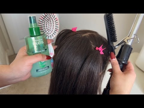 ASMR styling your hair in 2 ponytails 💖