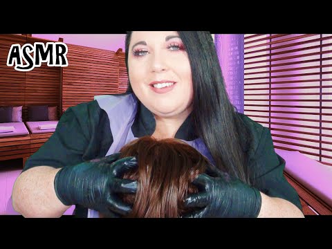 ASMR Spa Oil Scalp Massage Roleplay (Scalp Check, Gloves, Plastic Apron, Hair Brushing, Combing)