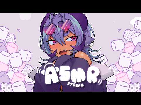 💢💤【Live 3DIO ASMR】sticky marshmallow eating and licks yum yum 💜