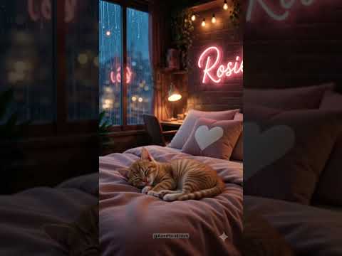 Relaxing rain outside your window , purring cat , white noise