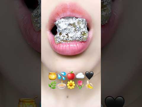 Asmr Eating Black & White Emoji Food Challenges 🖤🤍☁️ #asmr #mukbang #emojichallenges #eating