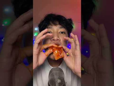 raw salmon and buldak sauce! #asmr #eating #shorts